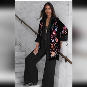 Johnny Was Sandra Wide Cuff Velvet Kimono